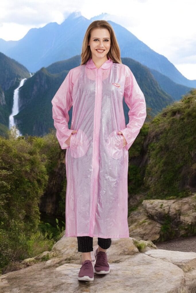 Tuff Rainwear Aarti Embossed Flower Raincoat for Women